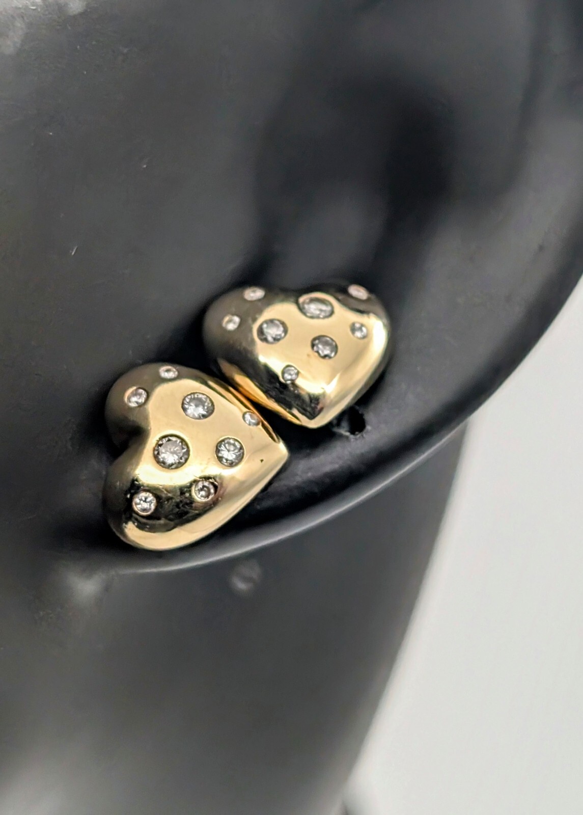 Brillanten Herz Creolen 585/14K Ohrstecker Gelbgold 4,00Gr. Ohrringe 0,34ct#1103