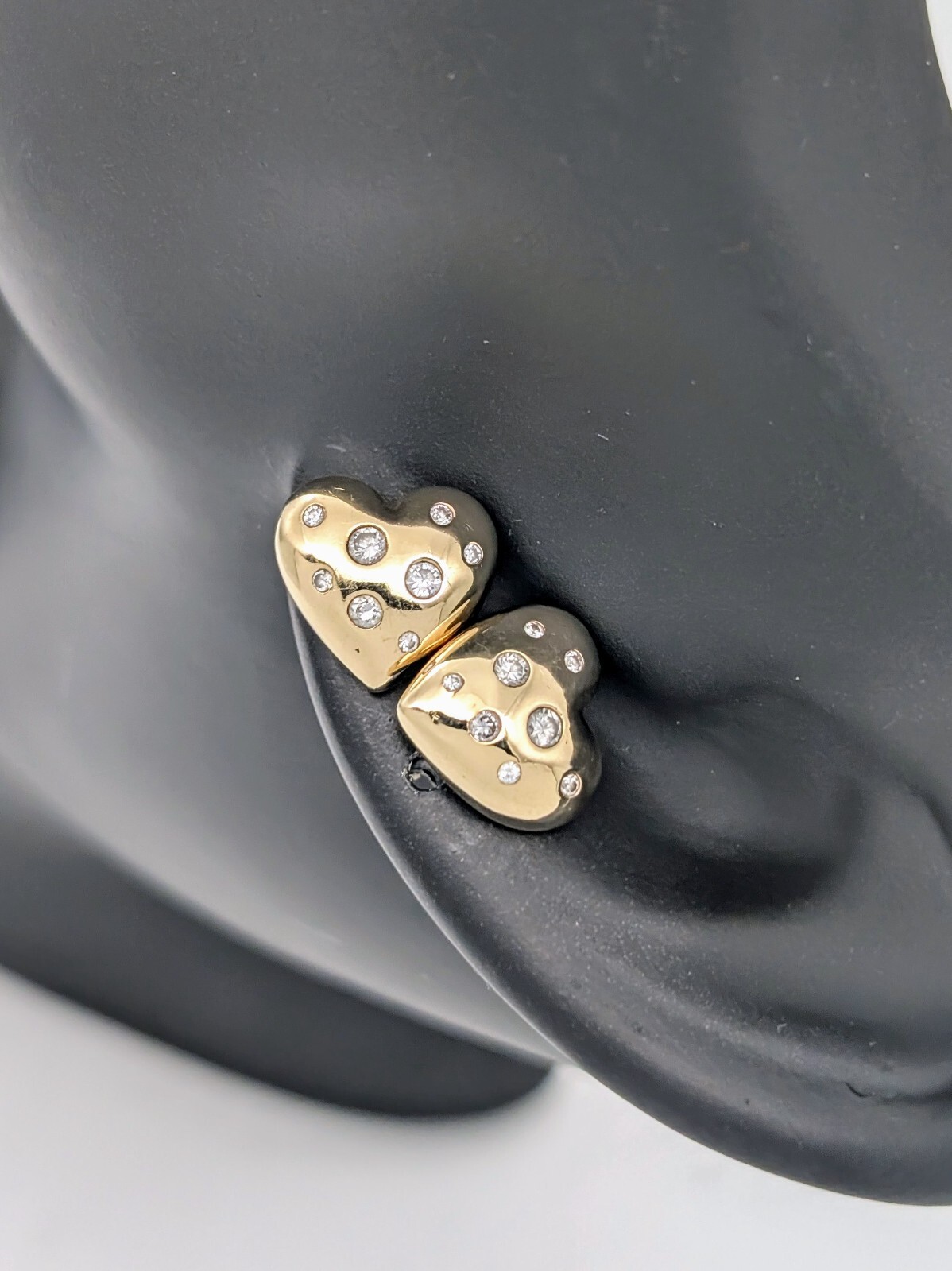 Brillanten Herz Creolen 585/14K Ohrstecker Gelbgold 4,00Gr. Ohrringe 0,34ct#1103