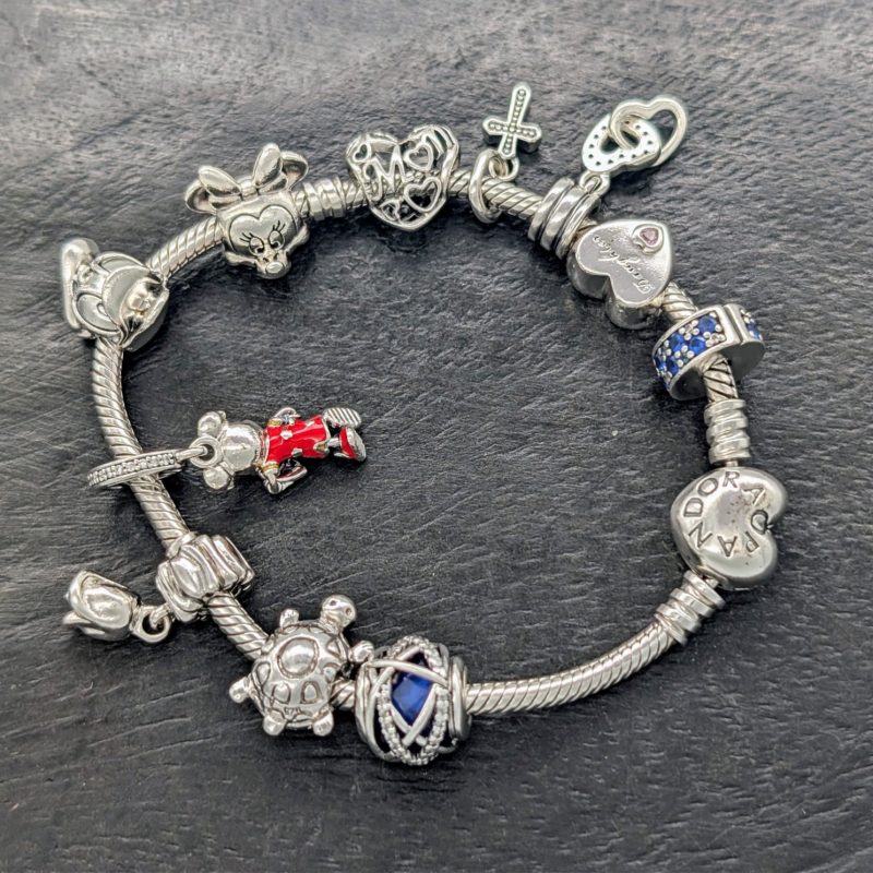 Pandora Armband 925 Sterling Silber 18,50cm 10xcharms Kette Disney usw. #1024