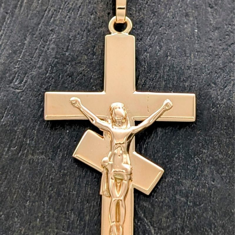 Jesus Kreuz Anhänger 585/14K Rosegold - 3,70g - für Halsketten #1396
