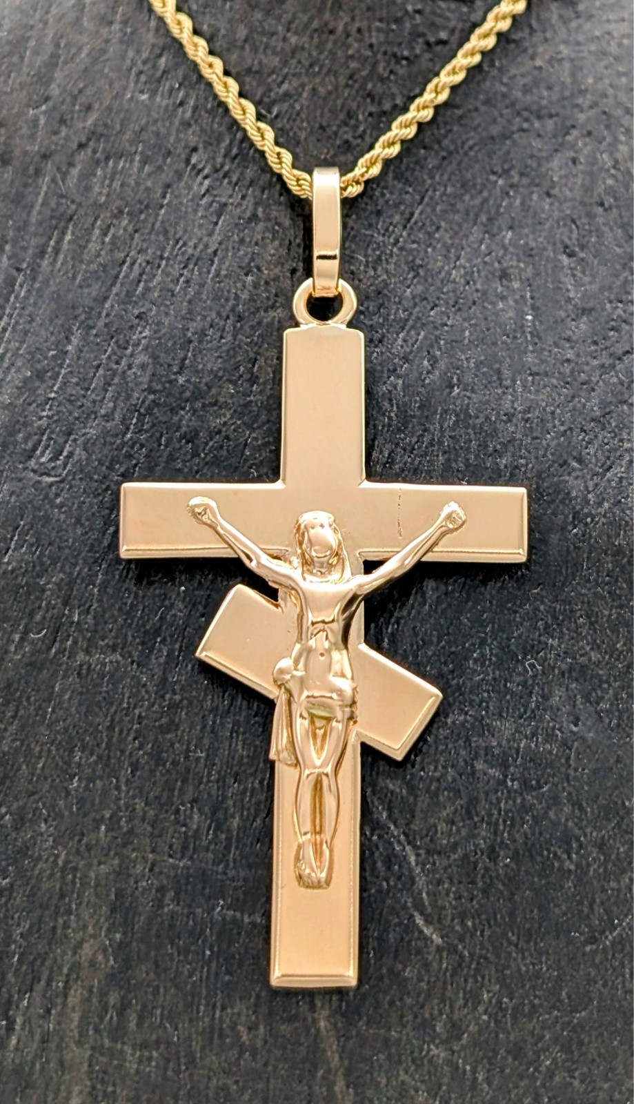 Jesus Kreuz Anhänger 585/14K Rosegold - 3,70g - für Halsketten #1396