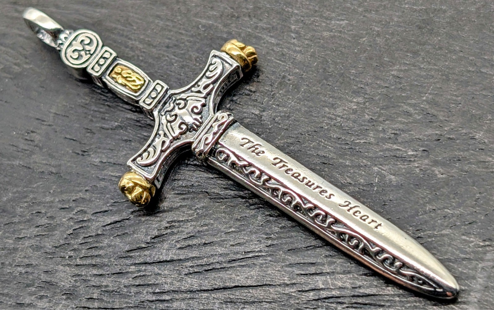 Anhänger Ritter Schwert Kreuz 925 Sterling Silber - 16 g - Unisex Silver #301