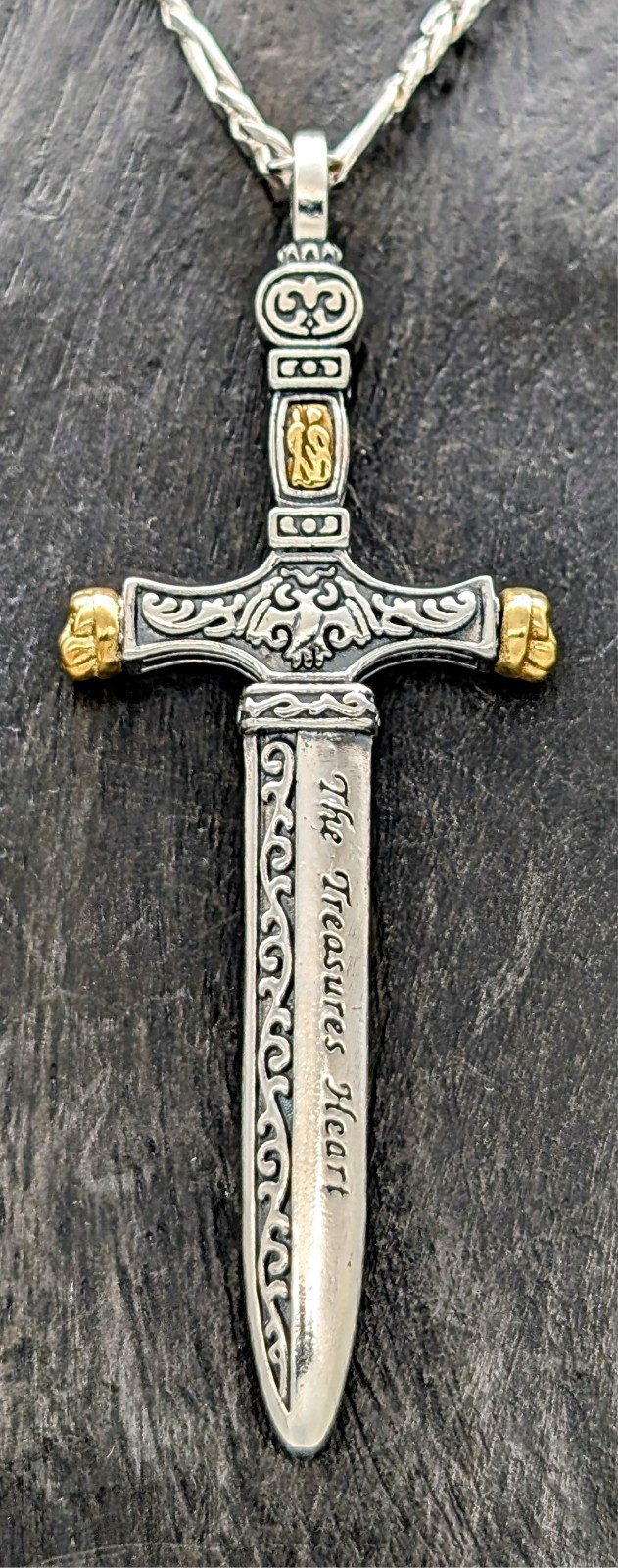 Anhänger Ritter Schwert Kreuz 925 Sterling Silber - 16 g - Unisex Silver #301