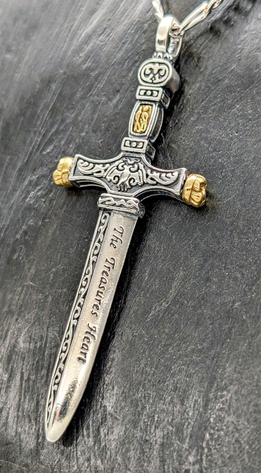 Anhänger Ritter Schwert Kreuz 925 Sterling Silber - 16 g - Unisex Silver #301