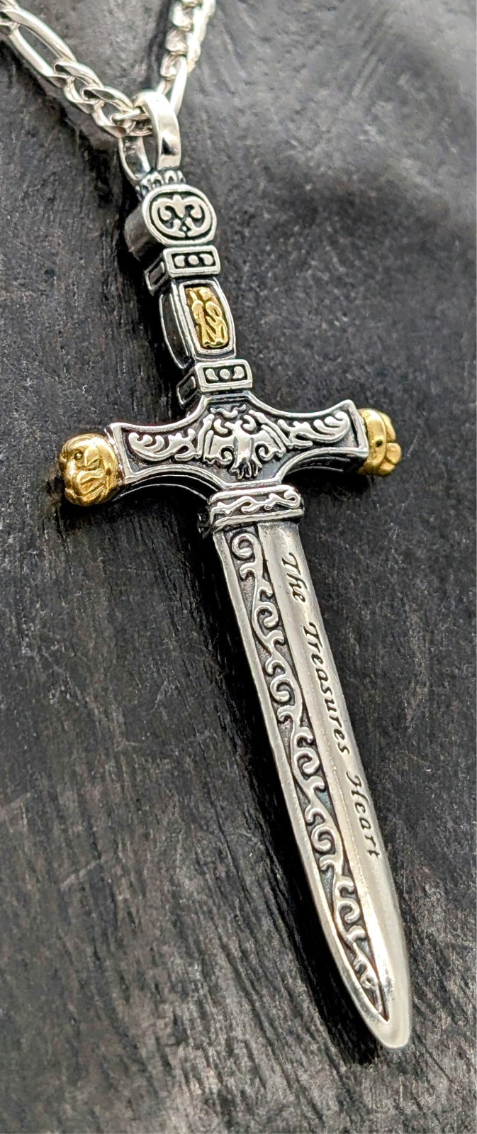 Anhänger Ritter Schwert Kreuz 925 Sterling Silber - 16 g - Unisex Silver #301