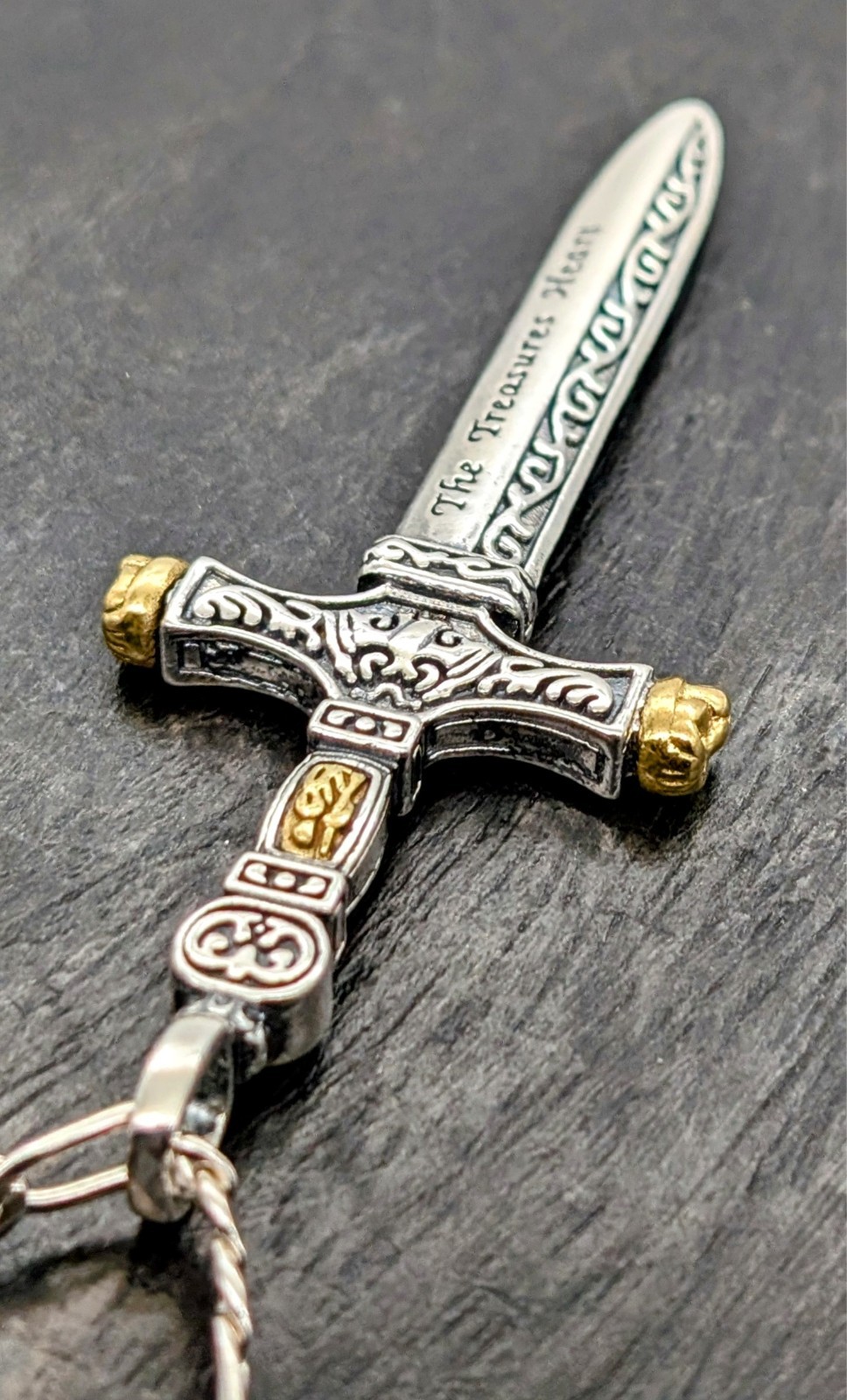 Anhänger Ritter Schwert Kreuz 925 Sterling Silber - 16 g - Unisex Silver #301
