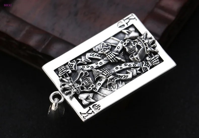 Anhänger Poker Karte K Retro 925 Sterling Silber Skelett - 23g - für Ketten #004