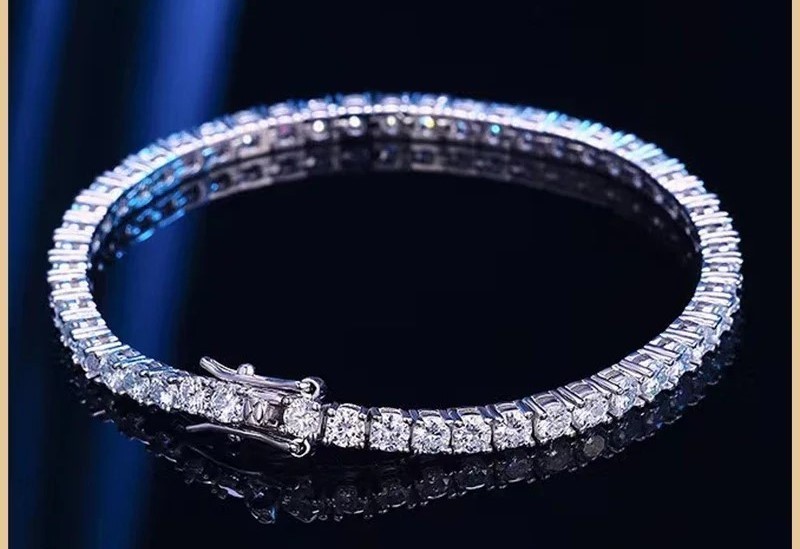 Tennisarmband Armband Full Moissanit 925 Sterling Silber Zertifikat #010