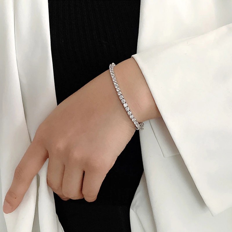 Tennisarmband Armband Full Moissanit 925 Sterling Silber Zertifikat #010