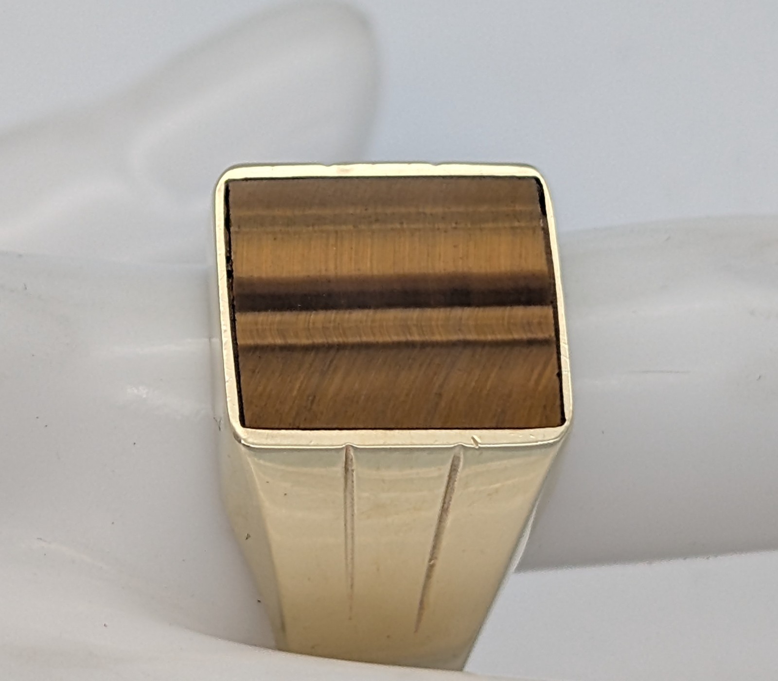 Tigerauge Herrenring 333/8K Gelbgold– 8,70 g – [Größe 64] #1673