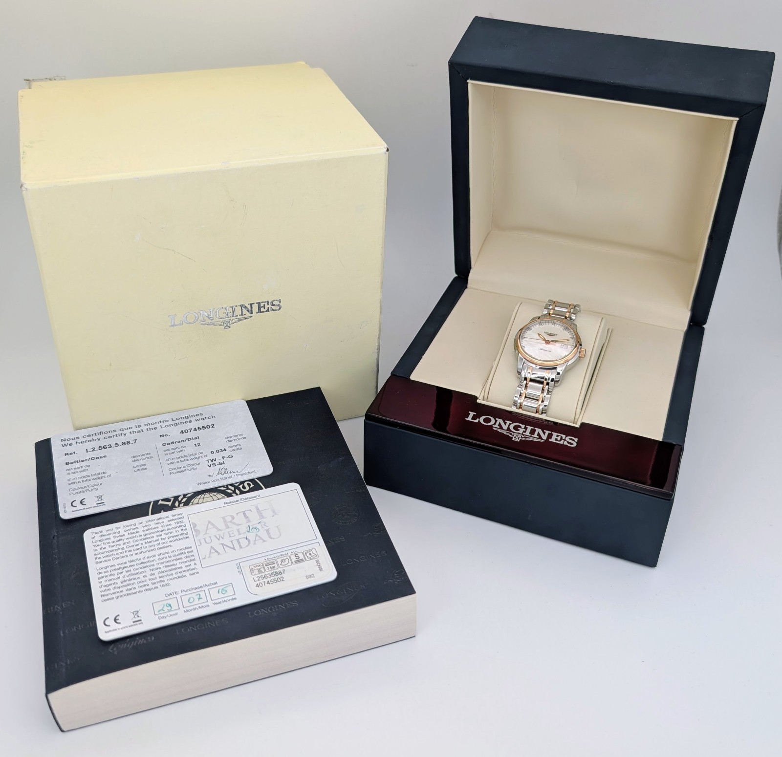 Longines Saint Imier L2.563.5.87.7 | Ø30mm | Perlmutt/Dial | Full Set 2015 #1696