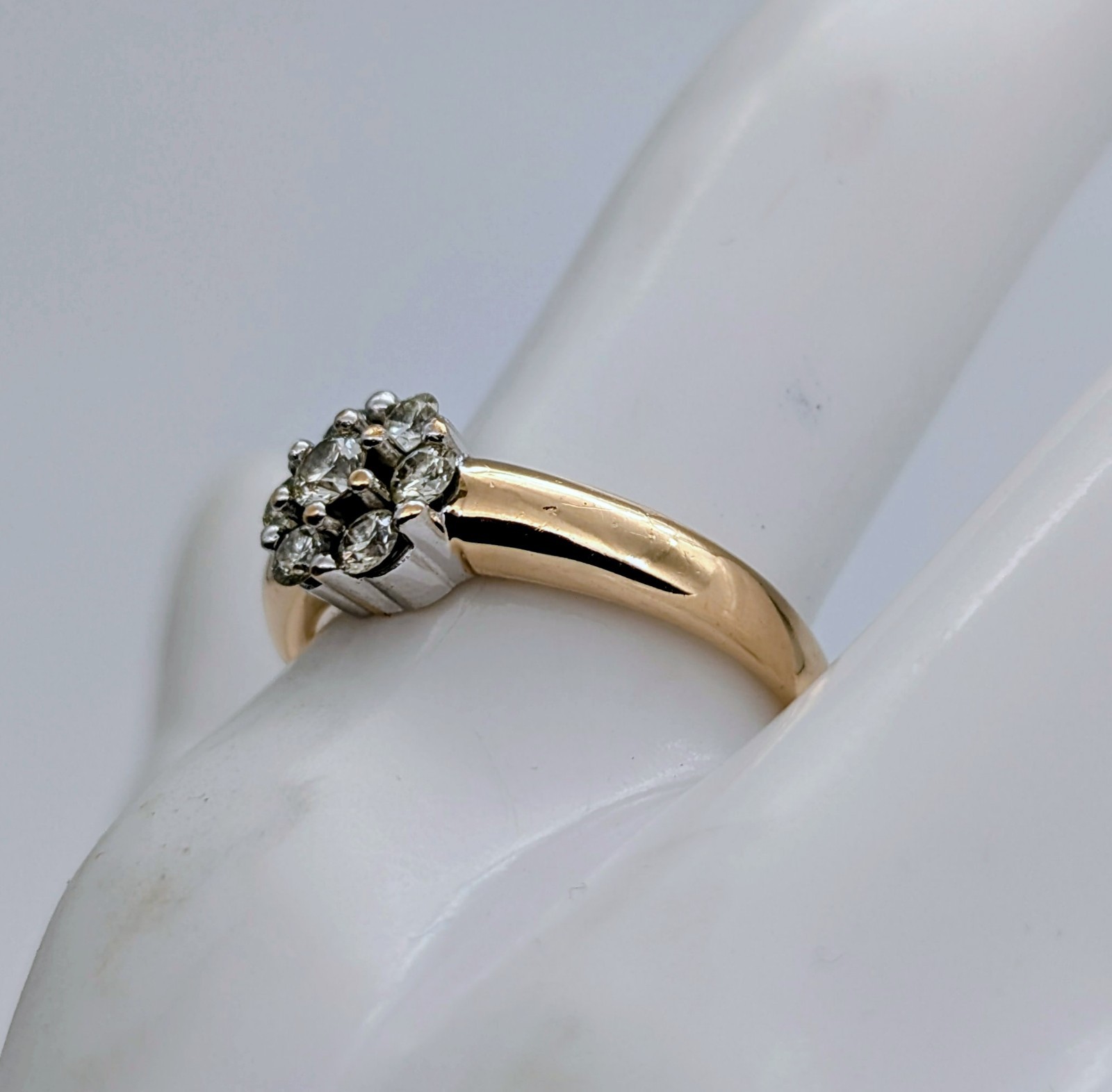 Damen Brillant Ring 585/14K Gelb-Weißgold Blütenring– 4,45 g – [Gr.56] #1935
