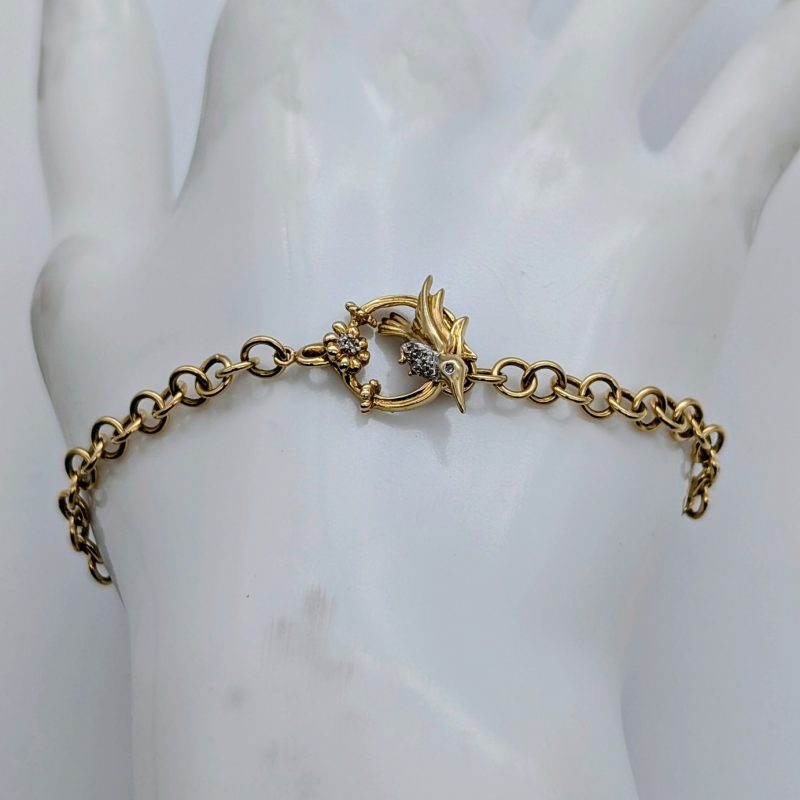 Armband Vogel Kette 585/14K Gelbgold – 7,30g –Gliederkette 18,50cm #1999