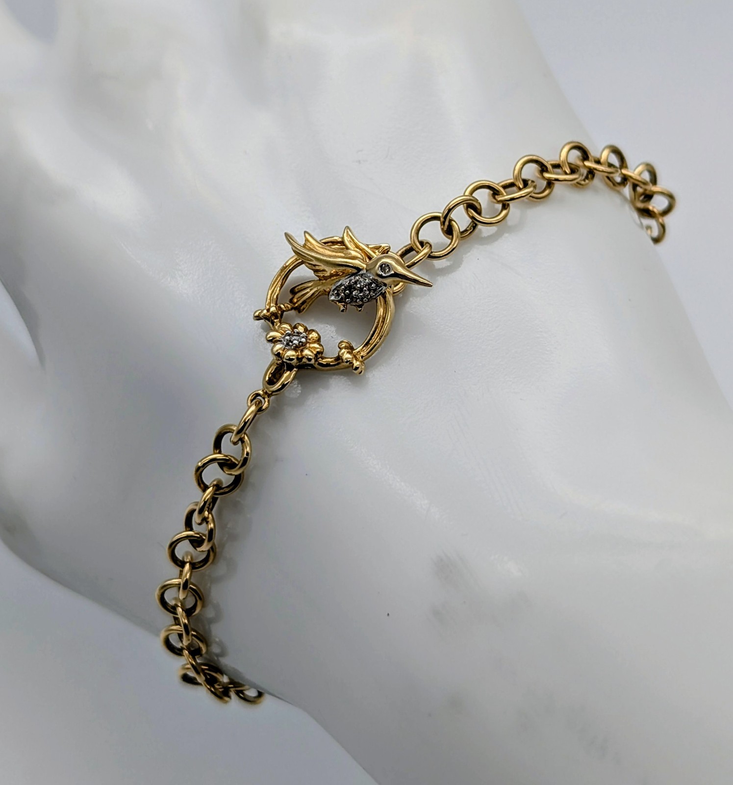 Armband Vogel Kette 585/14K Gelbgold – 7,30g –Gliederkette 18,50cm #1999