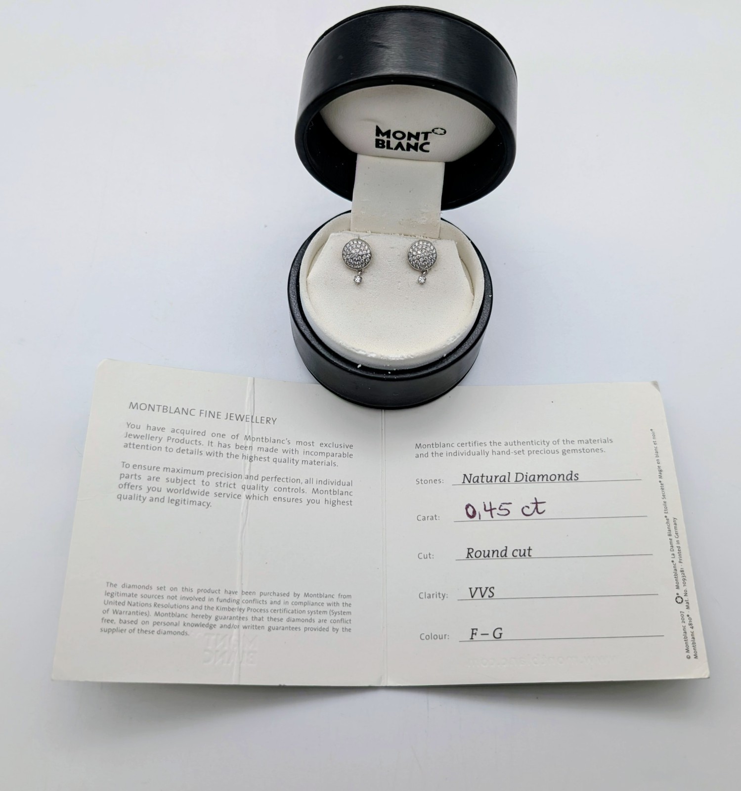 MontBlanc Dame Blanche Ohrringe Weißgold 0,45ct Diamant 750/18K – 6,90g #1976