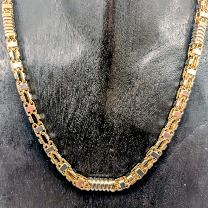 Königskette Kette 585/14K Gelb-Weißgold –84,30g – Gliederkette 55,50cm #3004