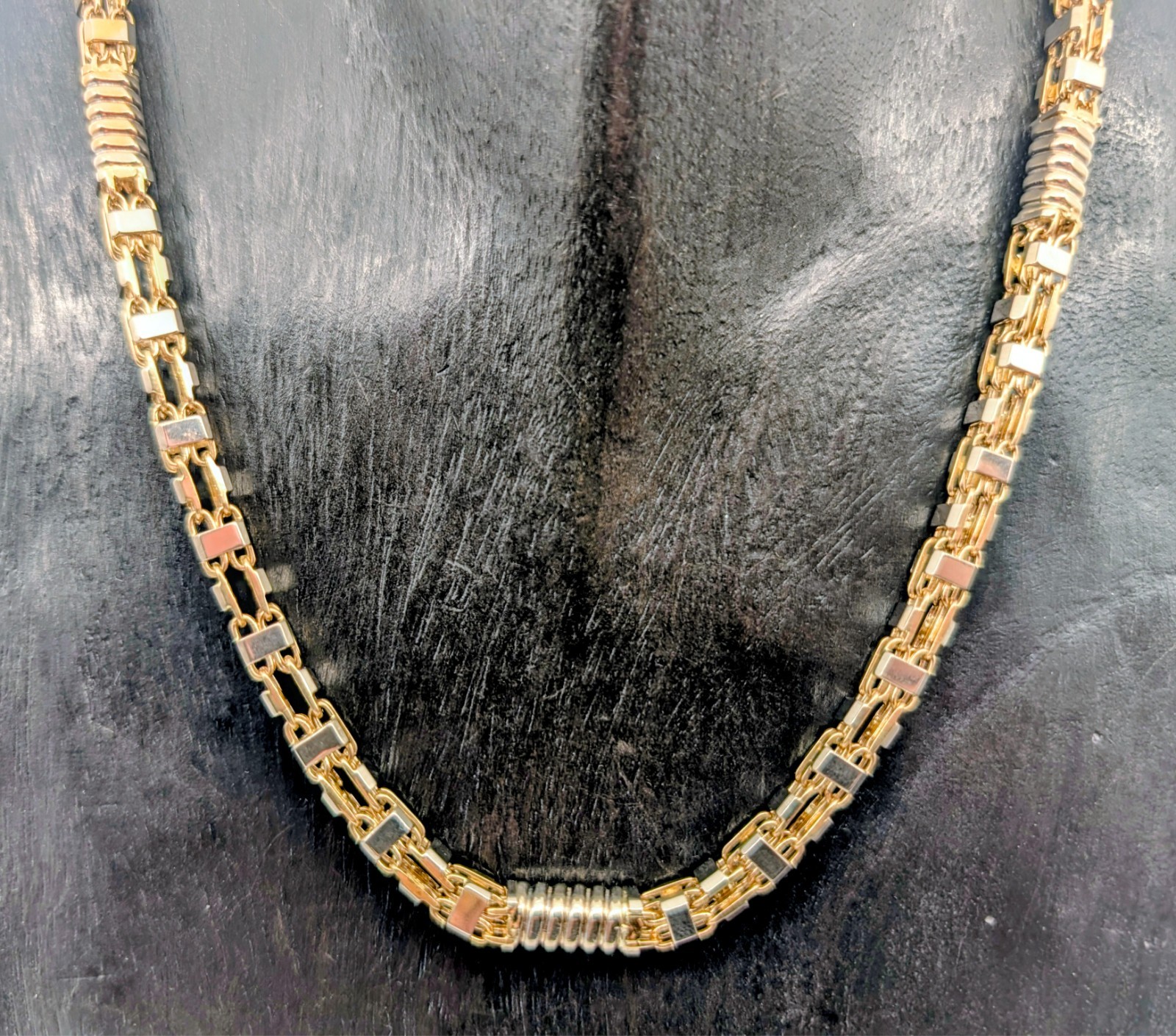 Königskette Kette 585/14K Gelb-Weißgold –84,30g – Gliederkette 55,50cm #3004
