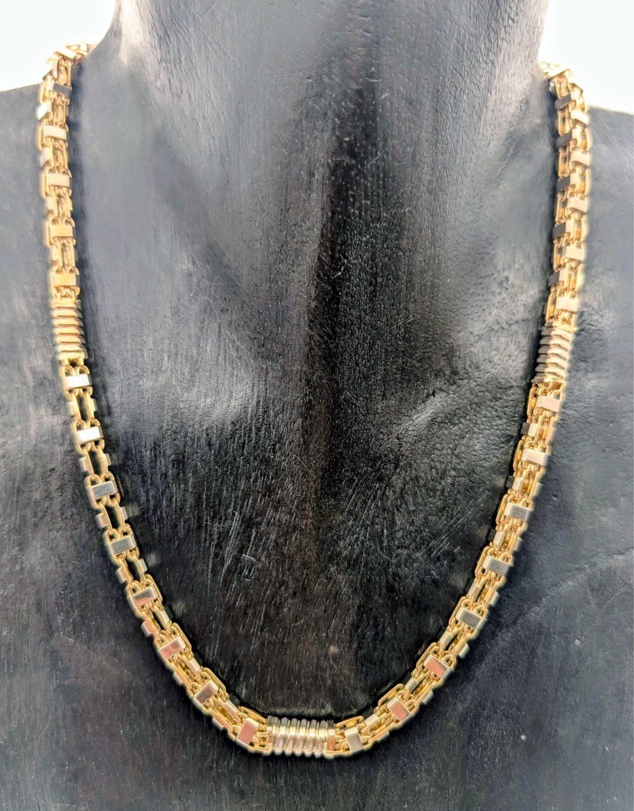 Königskette Kette 585/14K Gelb-Weißgold –84,30g – Gliederkette 55,50cm #3004