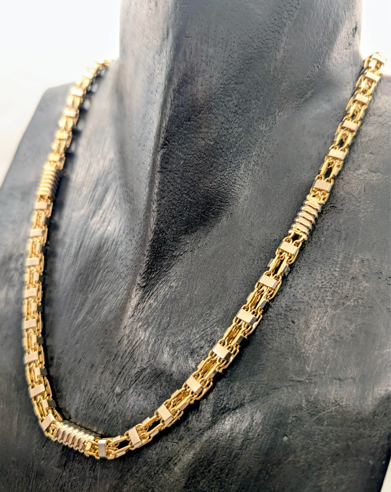 Königskette Kette 585/14K Gelb-Weißgold –84,30g – Gliederkette 55,50cm #3004