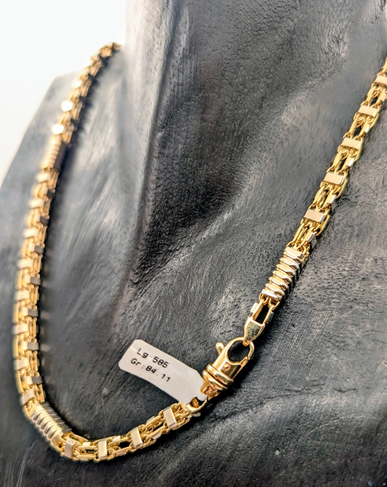 Königskette Kette 585/14K Gelb-Weißgold –84,30g – Gliederkette 55,50cm #3004
