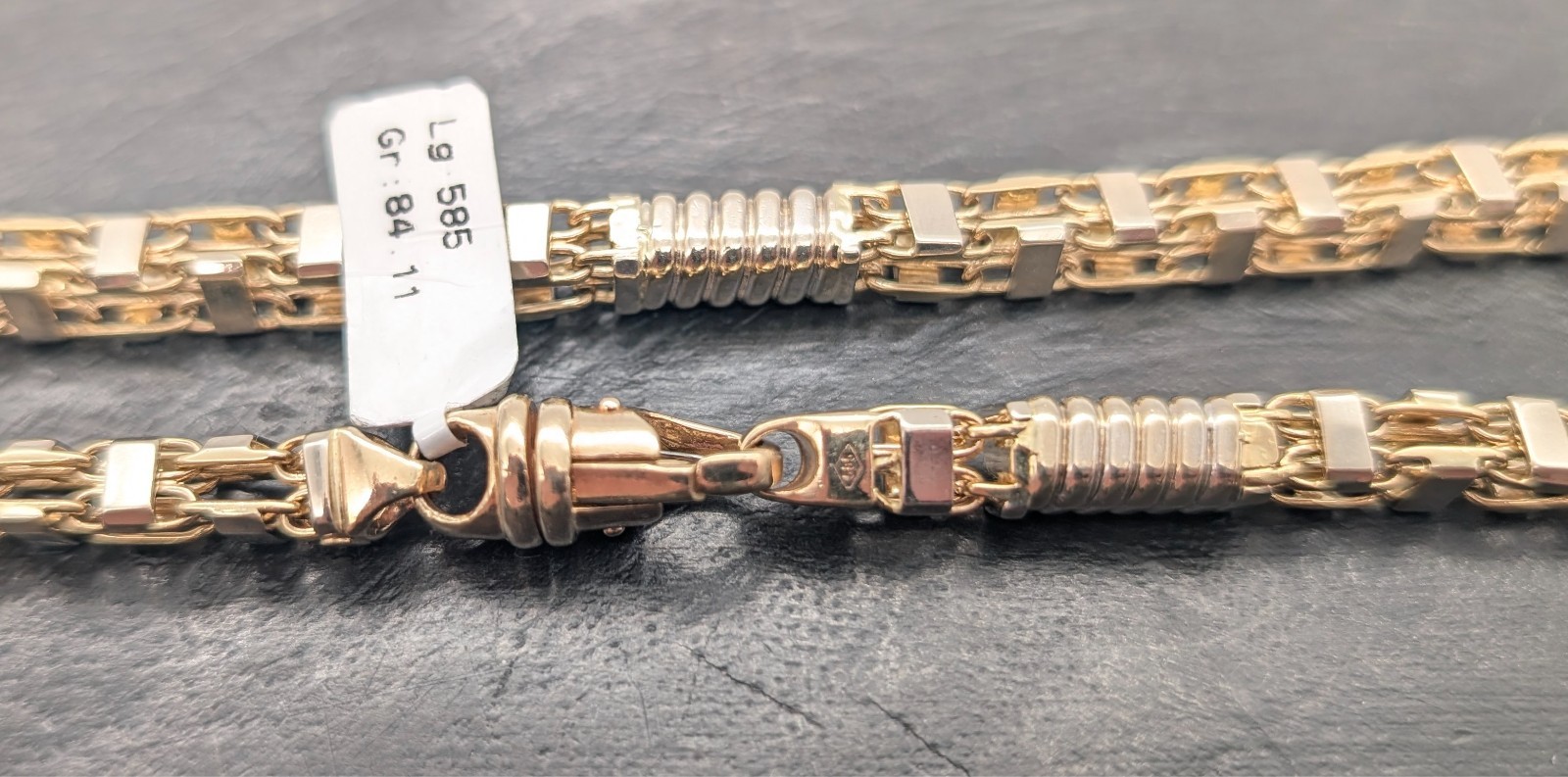Königskette Kette 585/14K Gelb-Weißgold –84,30g – Gliederkette 55,50cm #3004