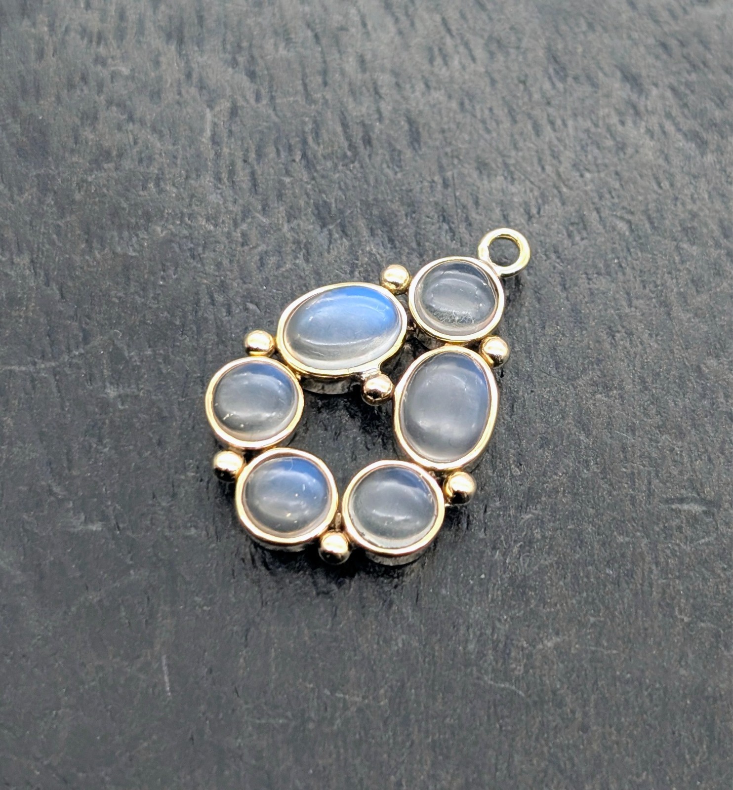 Mondstein Anhänger / Creolen Elemente 585/14K Gelbgold – 4,50g - Cabochon #2099