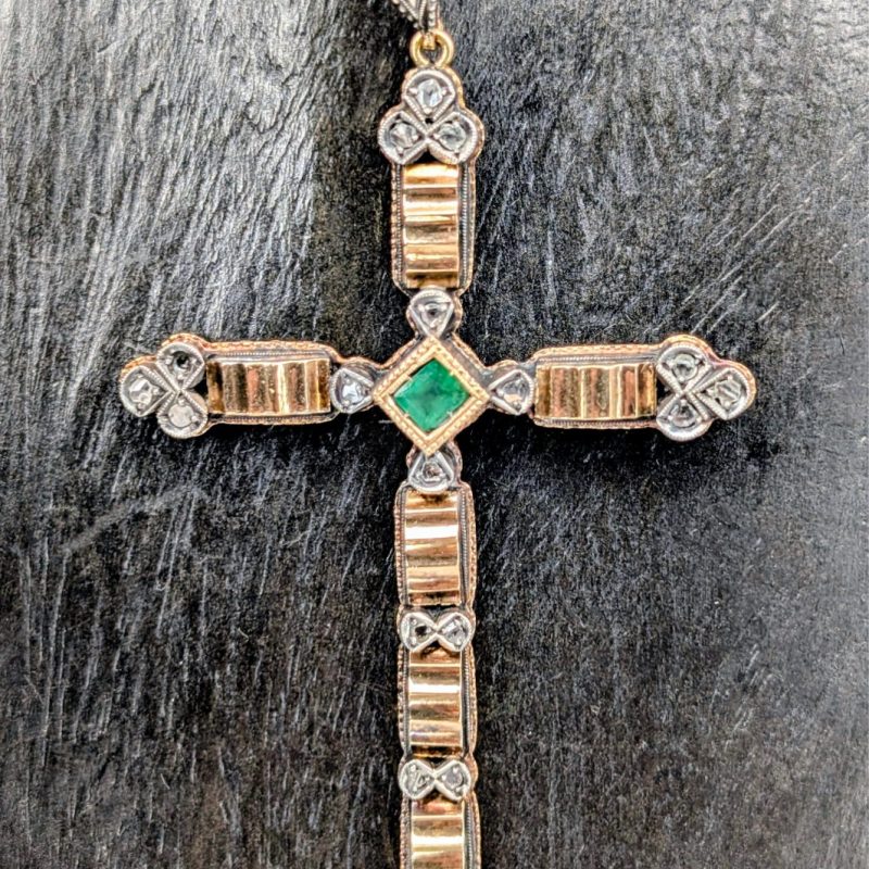 Antiker Anhänger Kreuz 750/18K Gelb-Weißgold – 13,40g – für Halsketten #2097