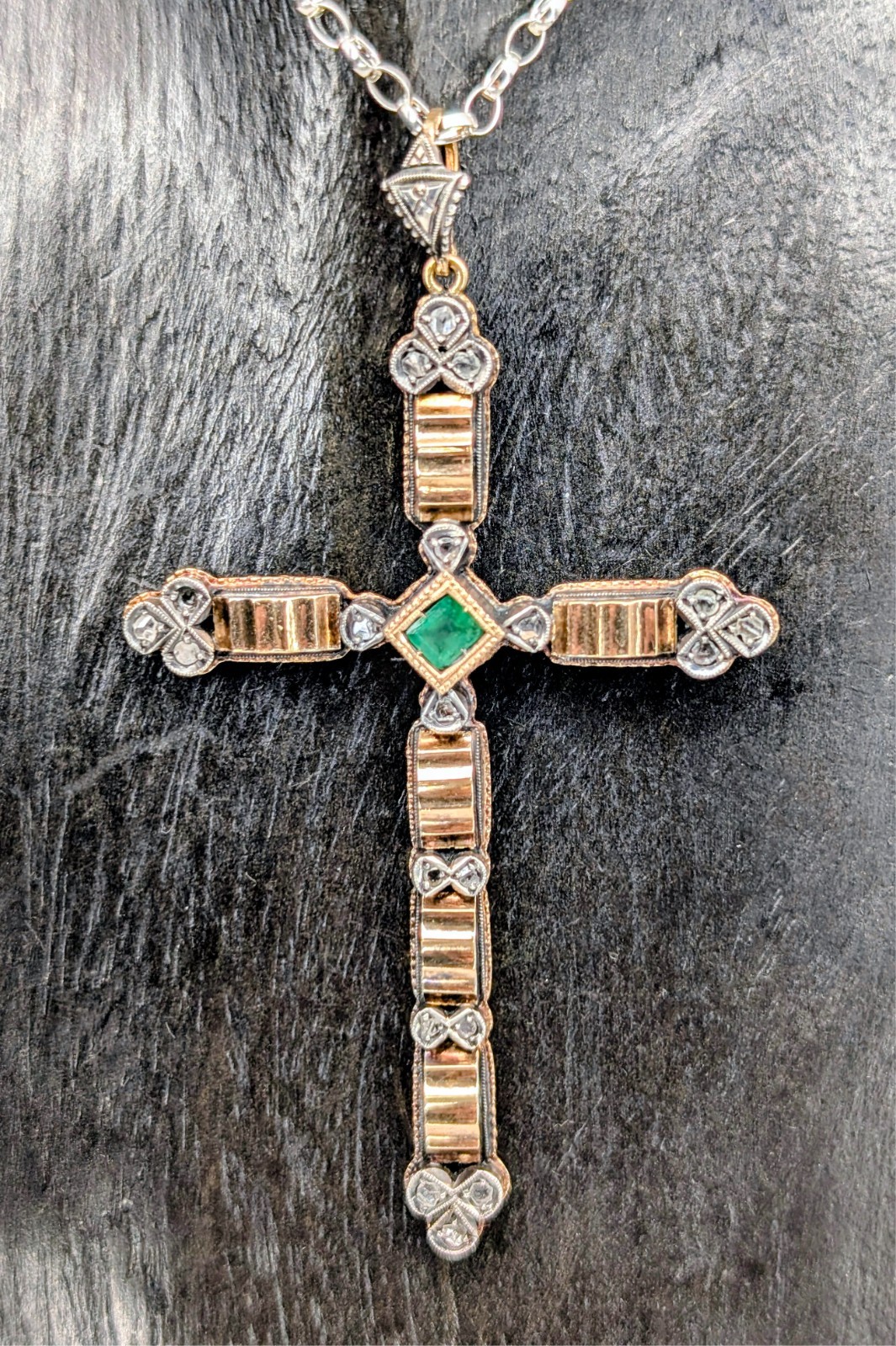Antiker Anhänger Kreuz 750/18K Gelb-Weißgold – 13,40g – für Halsketten #2097