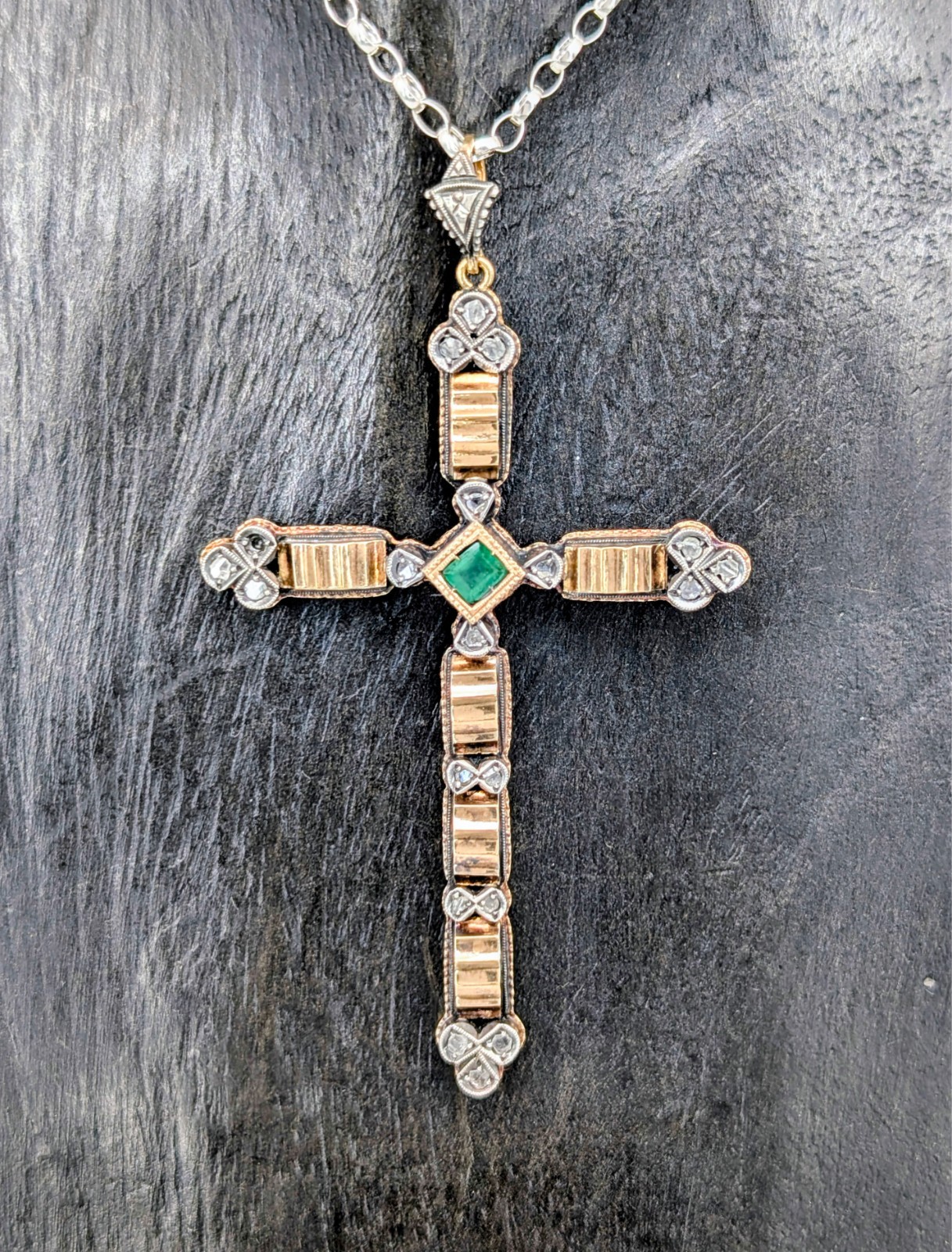 Antiker Anhänger Kreuz 750/18K Gelb-Weißgold – 13,40g – für Halsketten #2097