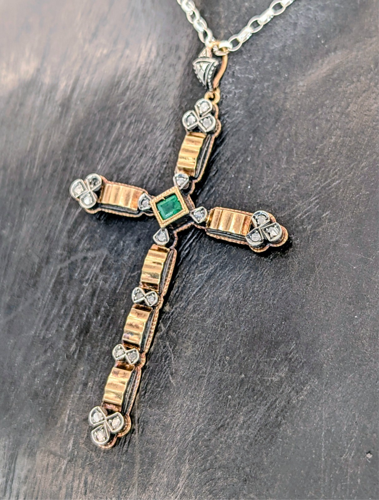 Antiker Anhänger Kreuz 750/18K Gelb-Weißgold – 13,40g – für Halsketten #2097