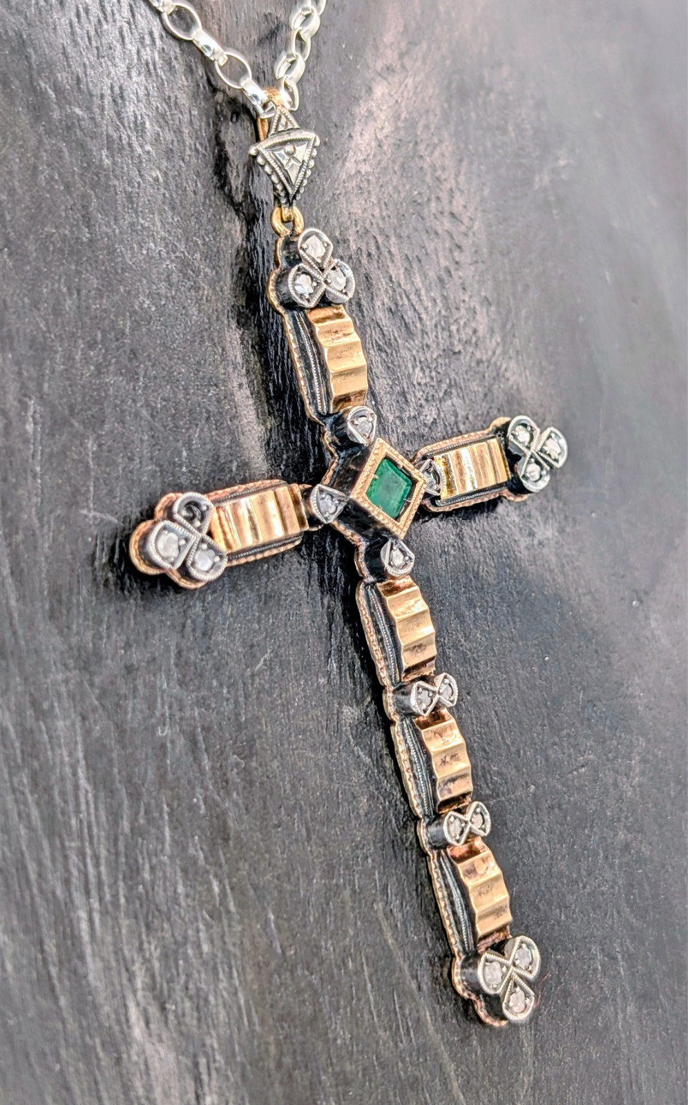 Antiker Anhänger Kreuz 750/18K Gelb-Weißgold – 13,40g – für Halsketten #2097