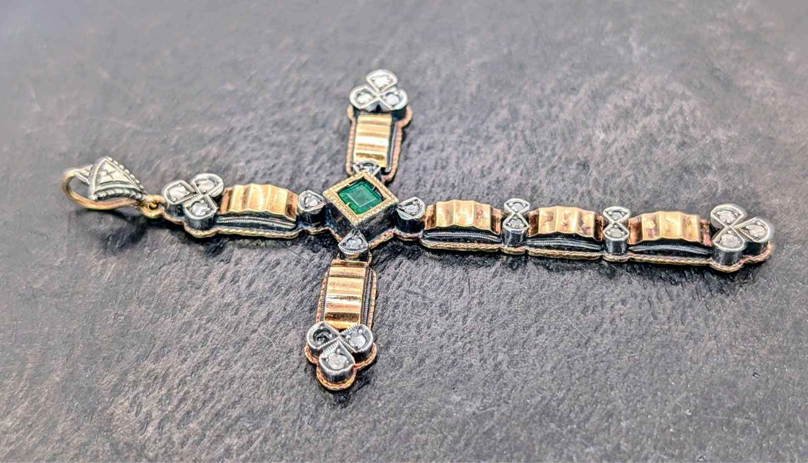 Antiker Anhänger Kreuz 750/18K Gelb-Weißgold – 13,40g – für Halsketten #2097