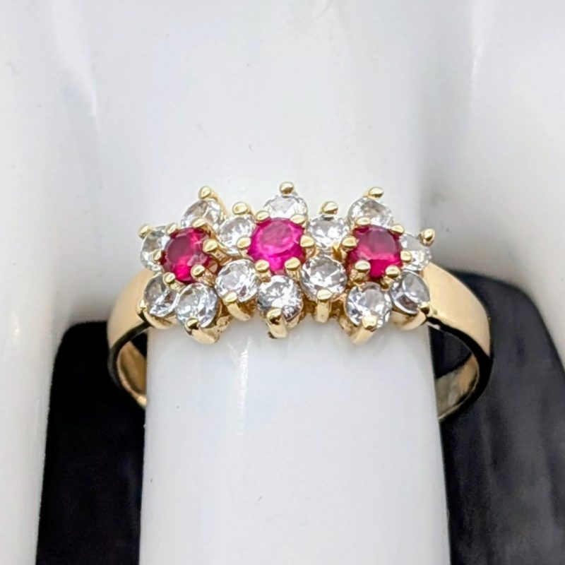 Damenring Gelbgold 585/14K – 2,60 g – Größe 56 – Cocktailring Edelsteine #1547