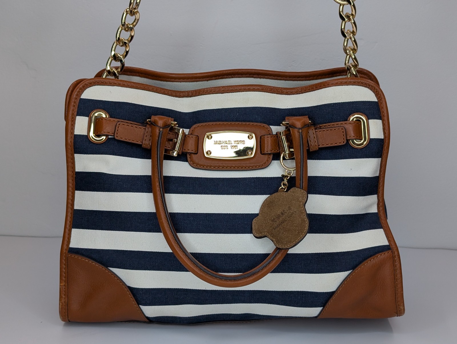 Michael Kors Tasche Umhängetasche – Hamilton Bag Blue White Canvas #3080