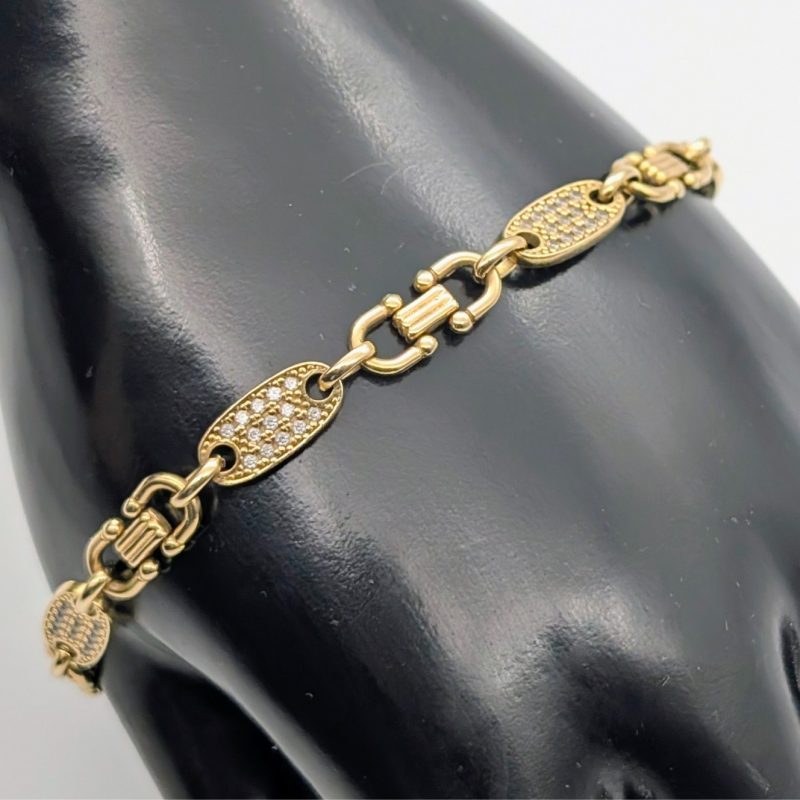 Steigbügelketten Armband Plattenarmband 585/14K Gelbgold –14g – 21cm #3025