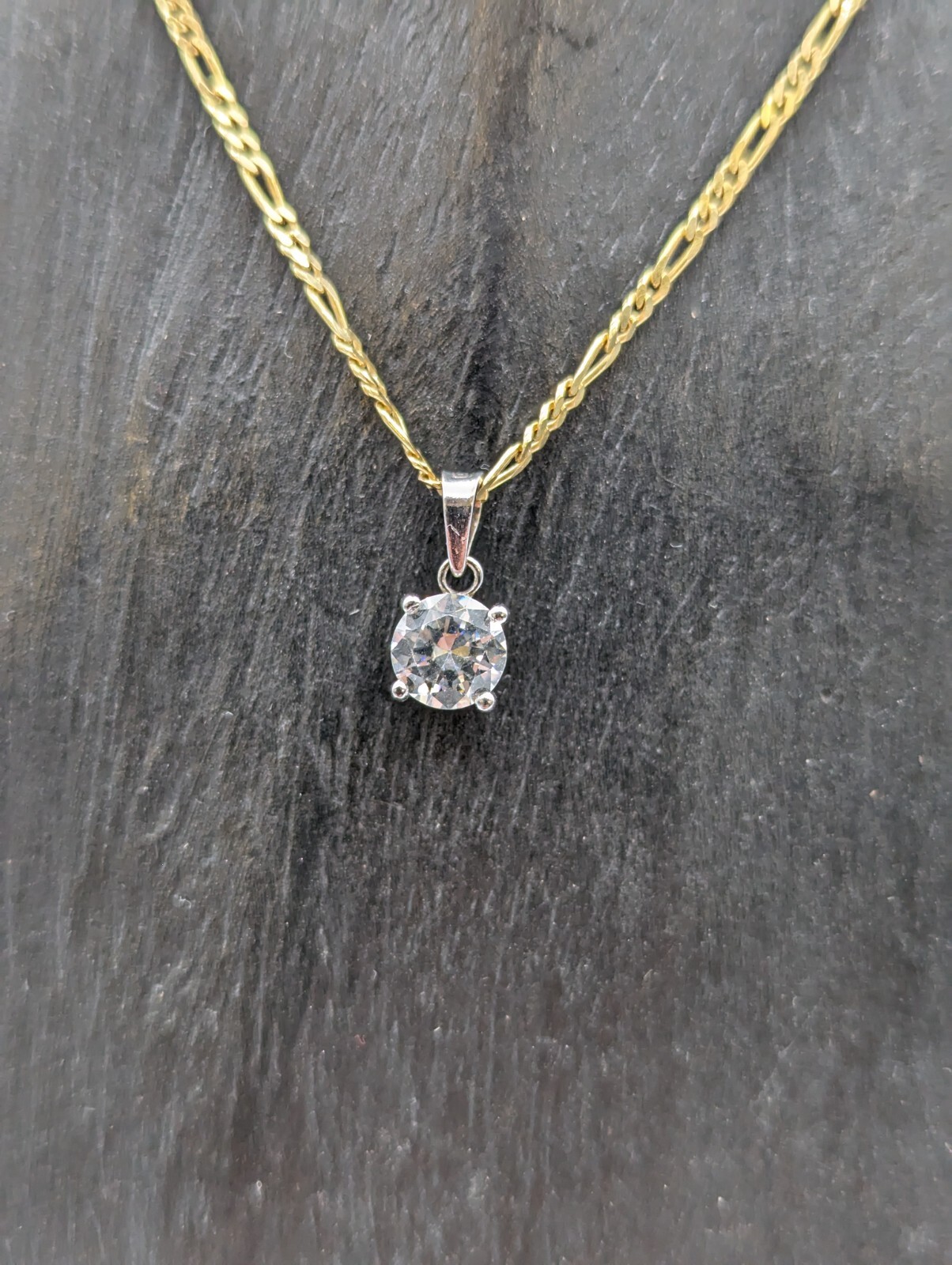 Zirkon Anhänger 585/14K 0,90Gramm Weißgold Edelstein #92