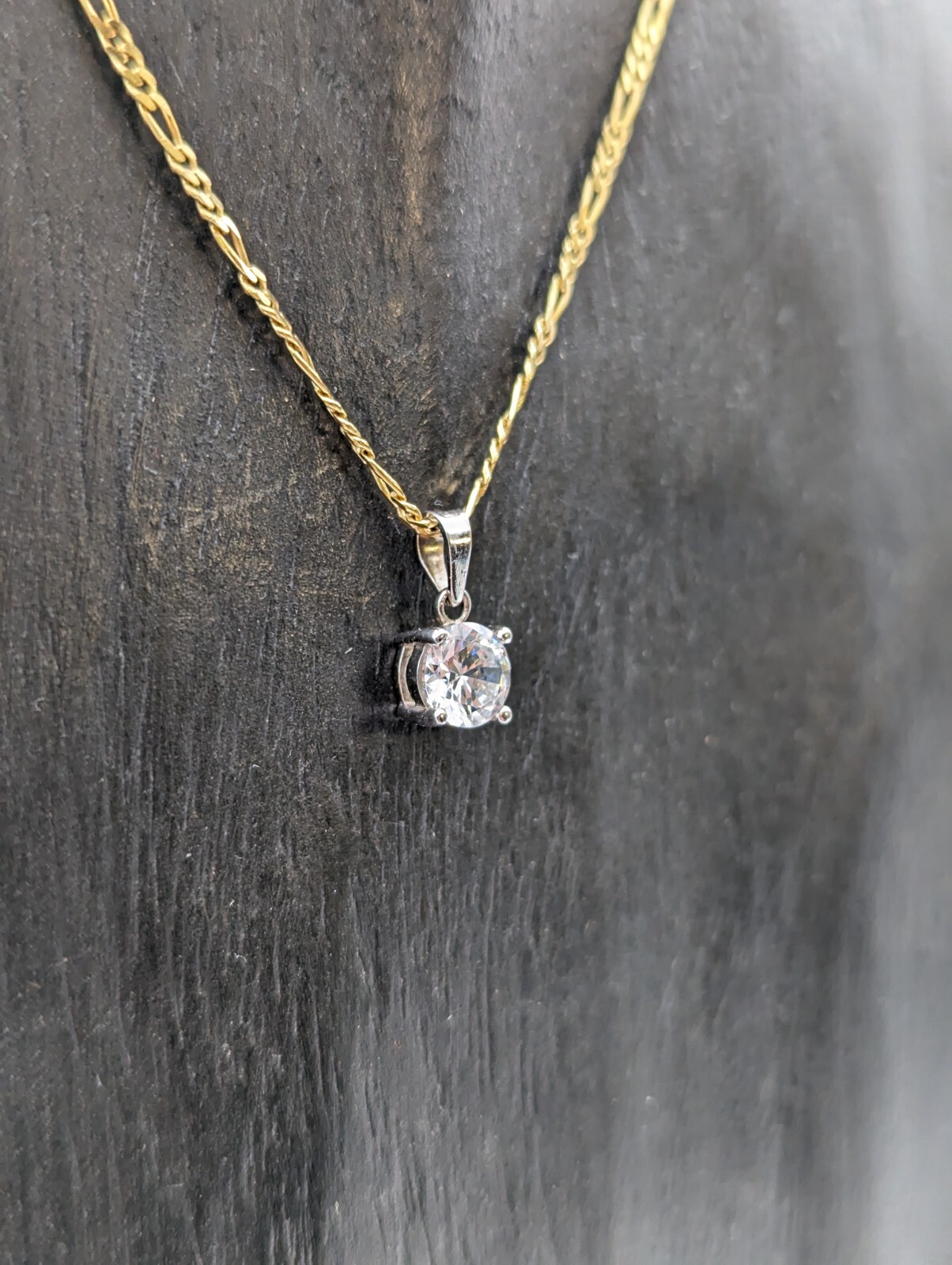 Zirkon Anhänger 585/14K 0,90Gramm Weißgold Edelstein #92