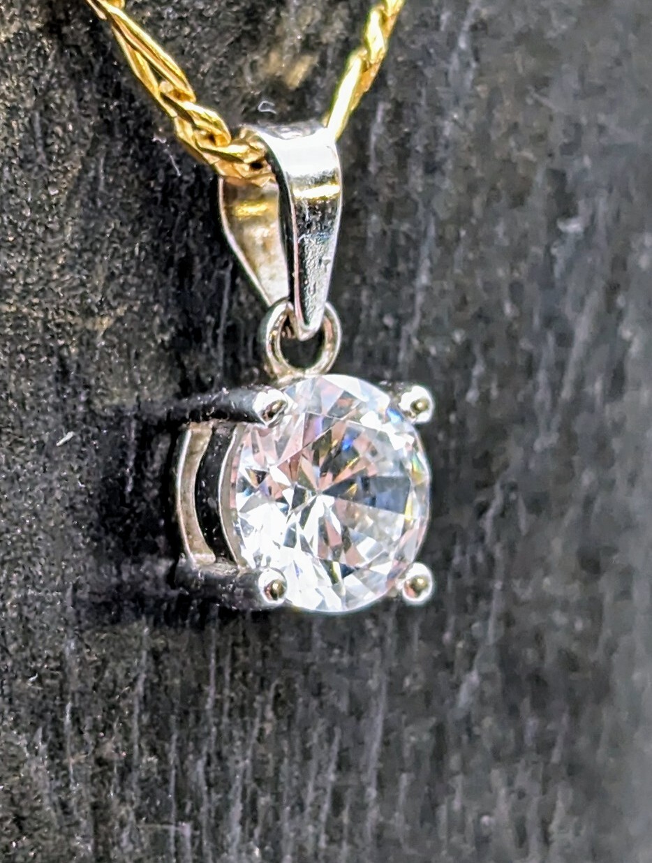 Zirkon Anhänger 585/14K 0,90Gramm Weißgold Edelstein #92