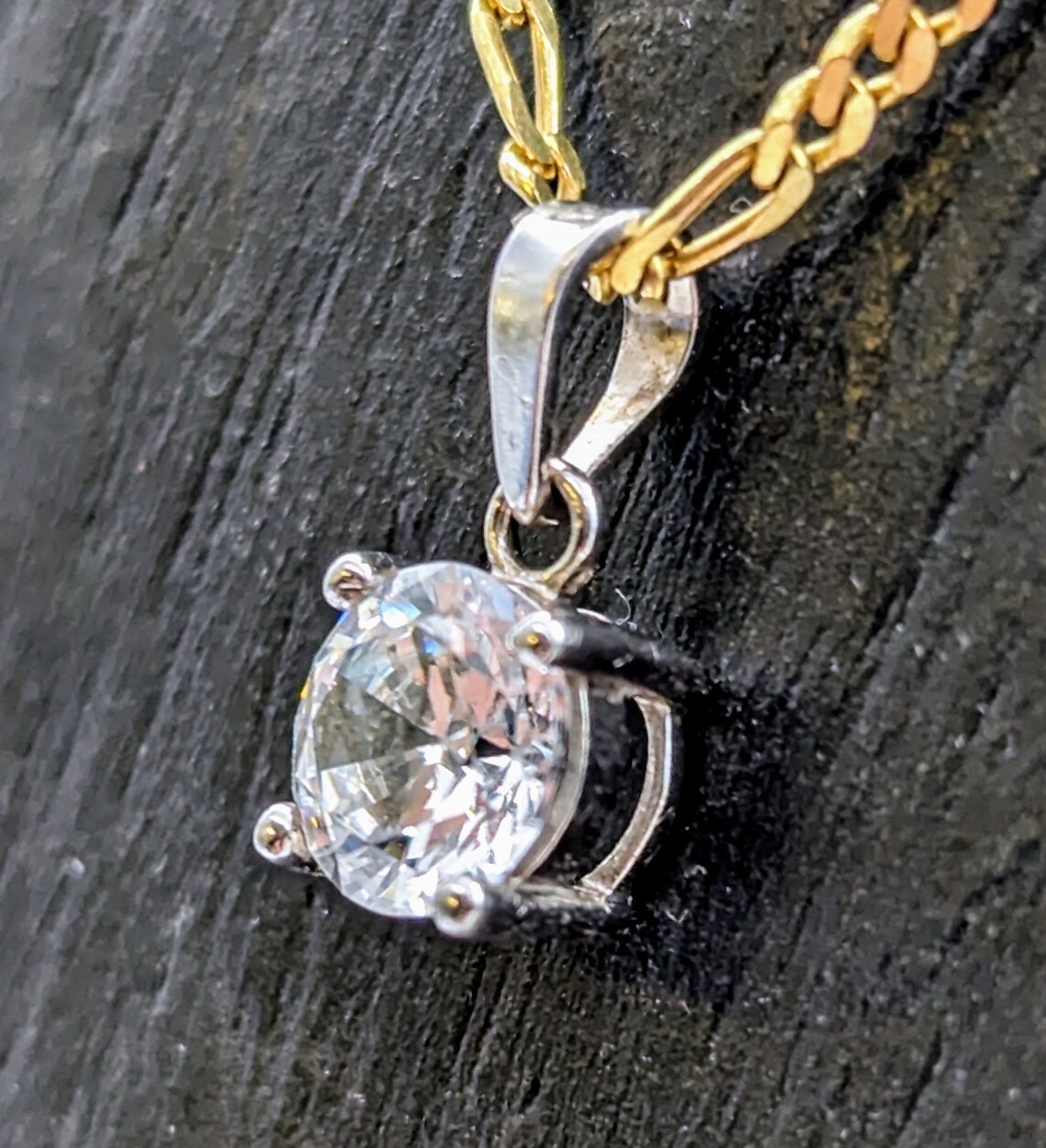Zirkon Anhänger 585/14K 0,90Gramm Weißgold Edelstein #92