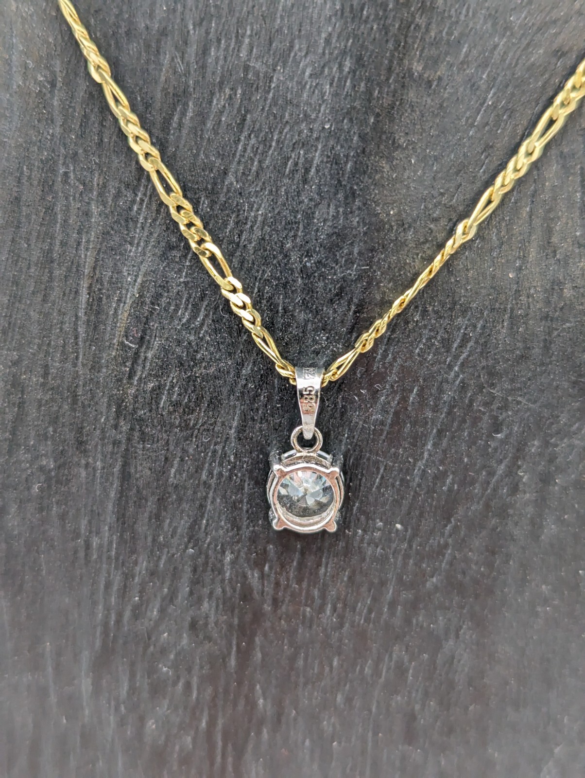 Zirkon Anhänger 585/14K 0,90Gramm Weißgold Edelstein #92