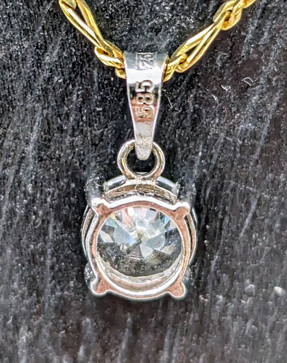 Zirkon Anhänger 585/14K 0,90Gramm Weißgold Edelstein #92