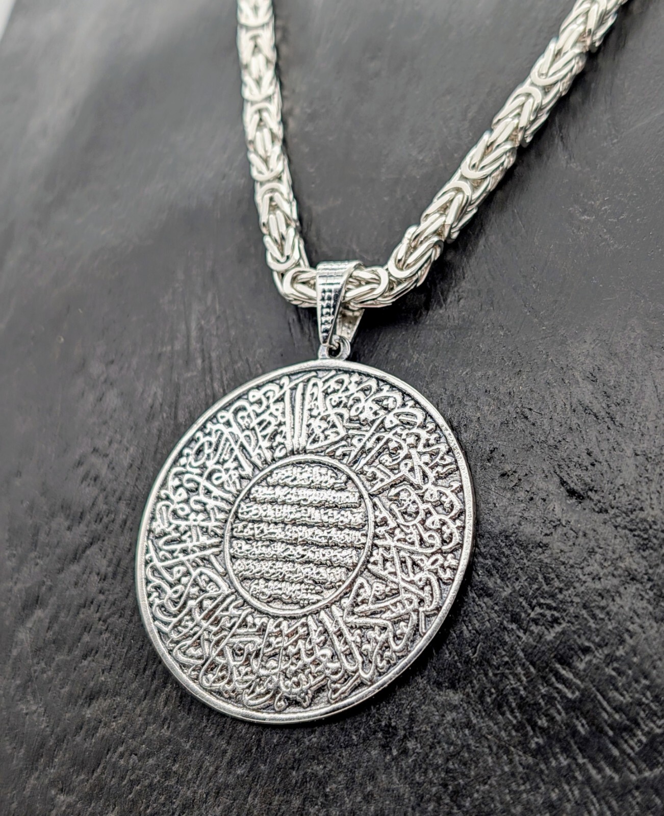 Ayatul Kursi & Nazar Dua 925 Sterling Silber Anhänger für Halsketten 16,70Gr#513