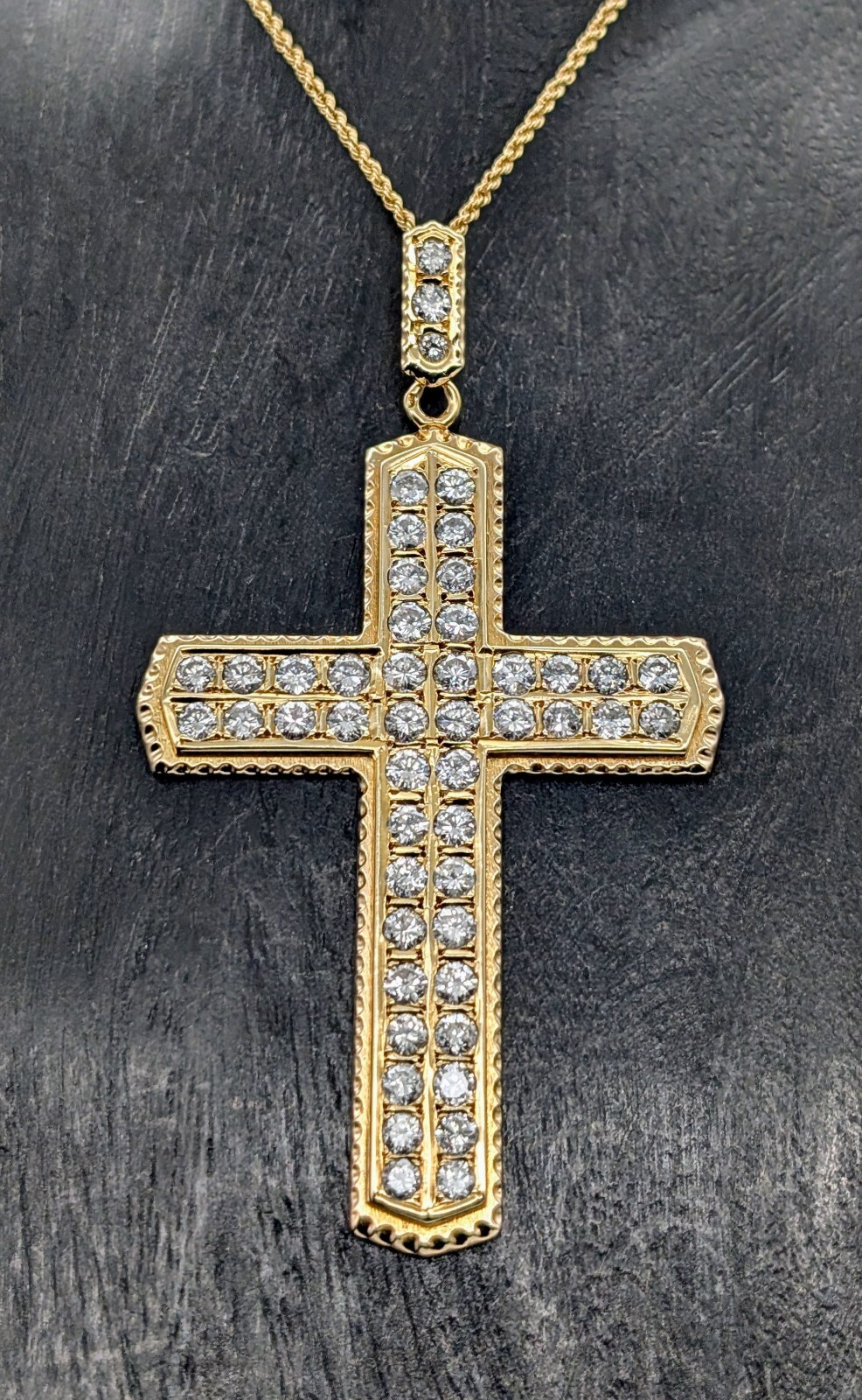 Brillanten Anhänger kreuz Jesus 585/14K 28,90Gr. Gelbgold Goldanhänger 5,0ct#553
