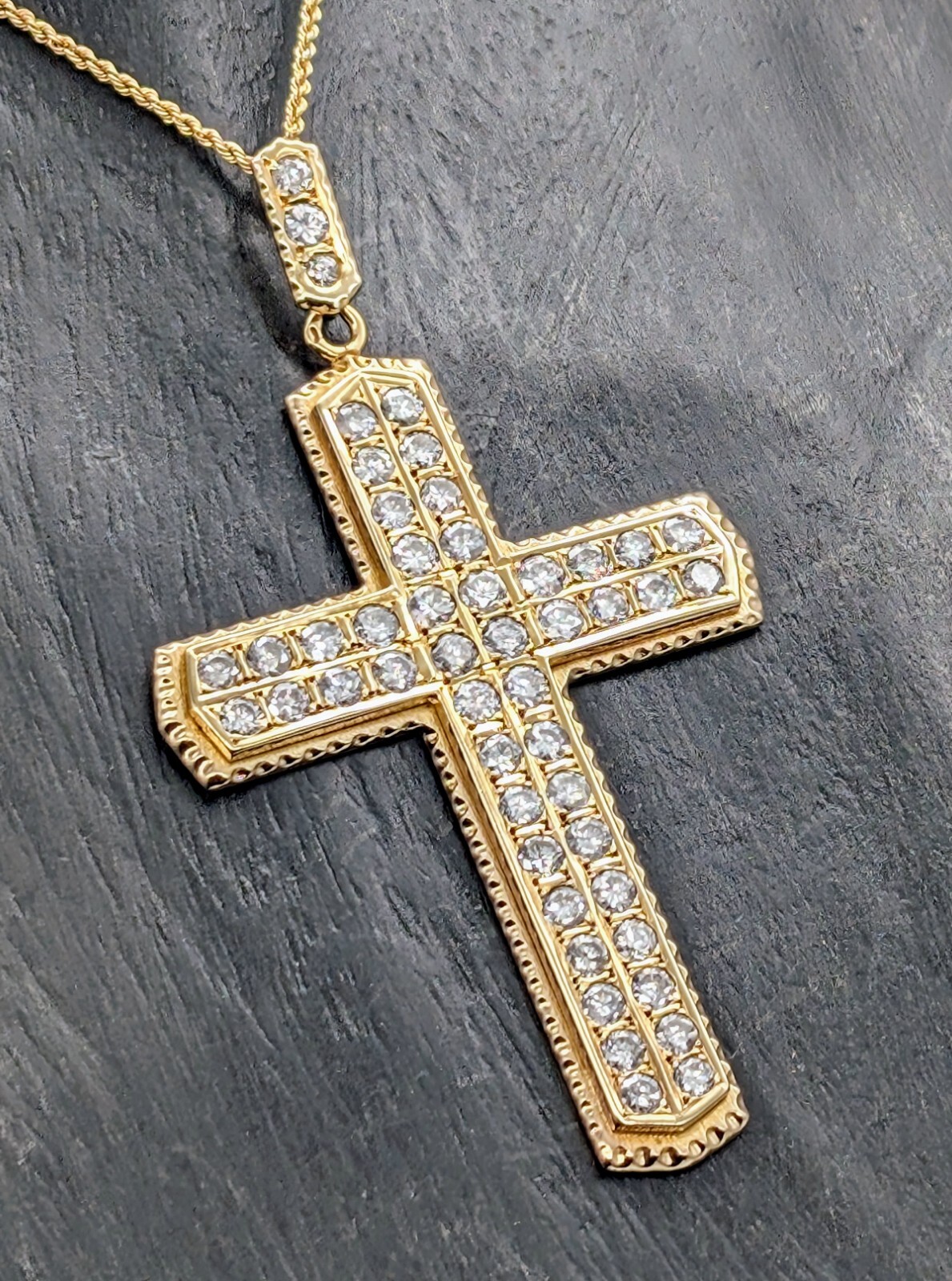 Brillanten Anhänger kreuz Jesus 585/14K 28,90Gr. Gelbgold Goldanhänger 5,0ct#553
