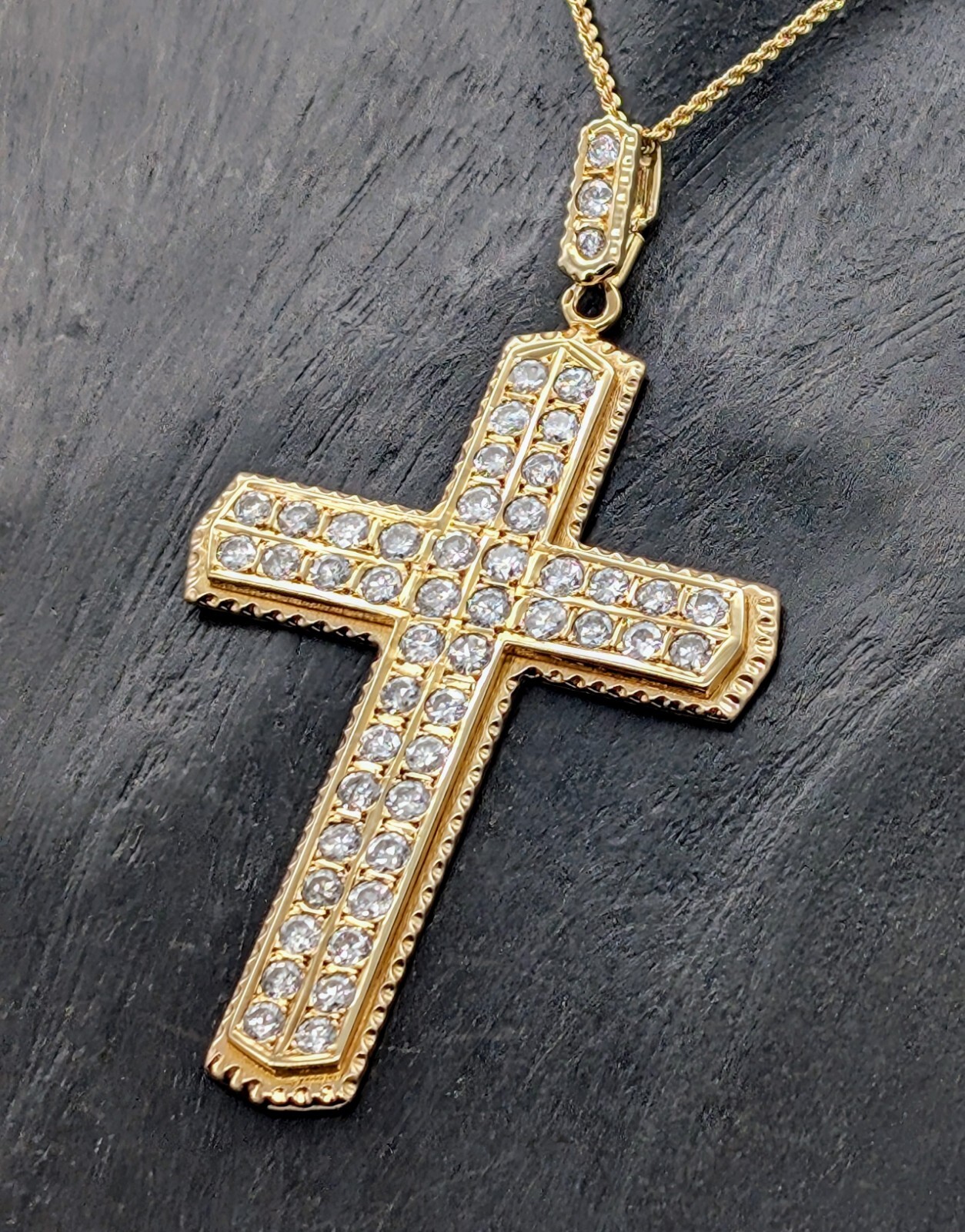 Brillanten Anhänger kreuz Jesus 585/14K 28,90Gr. Gelbgold Goldanhänger 5,0ct#553