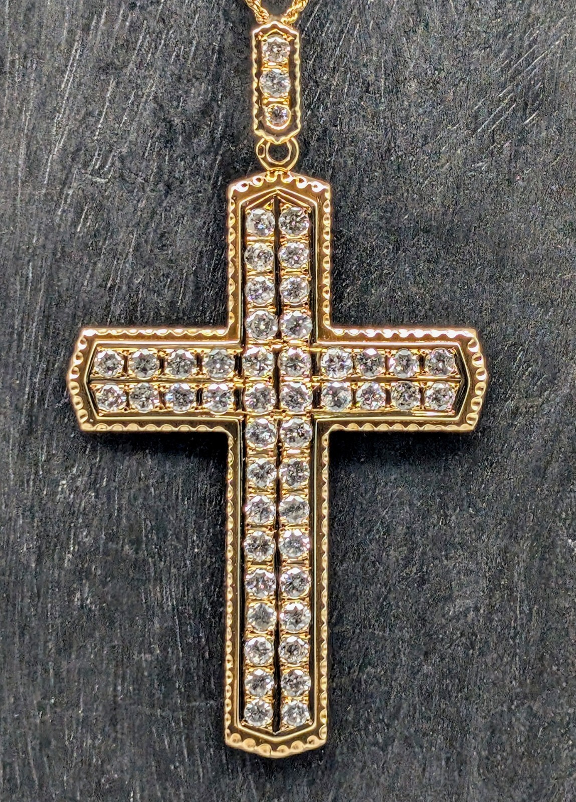 Brillanten Anhänger kreuz Jesus 585/14K 28,90Gr. Gelbgold Goldanhänger 5,0ct#553