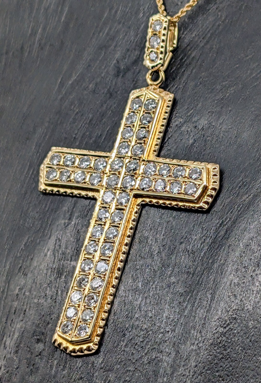 Brillanten Anhänger kreuz Jesus 585/14K 28,90Gr. Gelbgold Goldanhänger 5,0ct#553