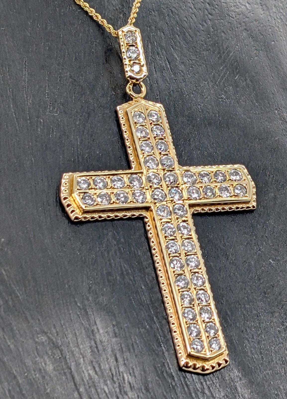 Brillanten Anhänger kreuz Jesus 585/14K 28,90Gr. Gelbgold Goldanhänger 5,0ct#553