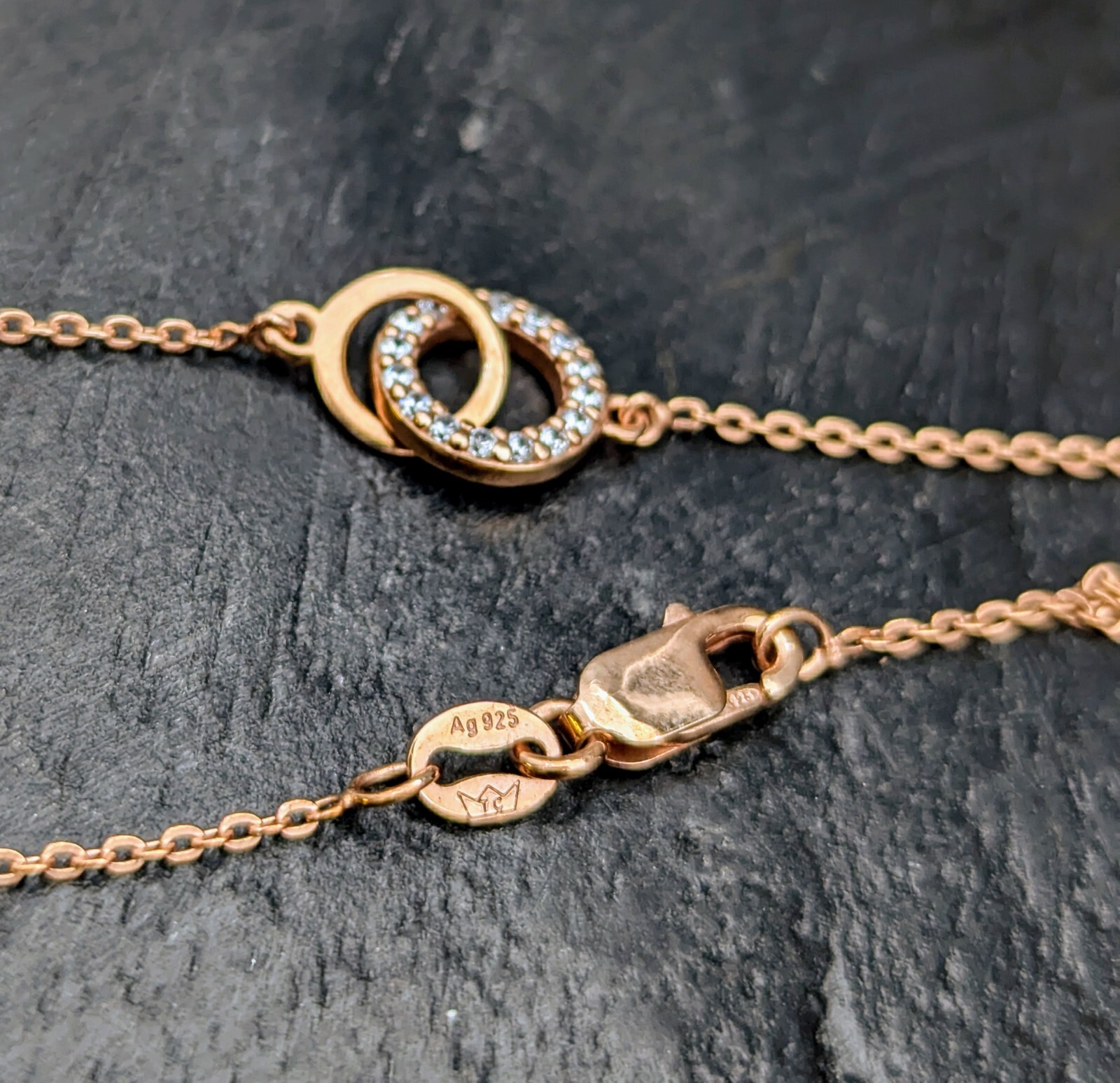 Collier Halskette Gliederkette 925 Sterling Silber Rose Kette 43,50cm 2,30Gr.