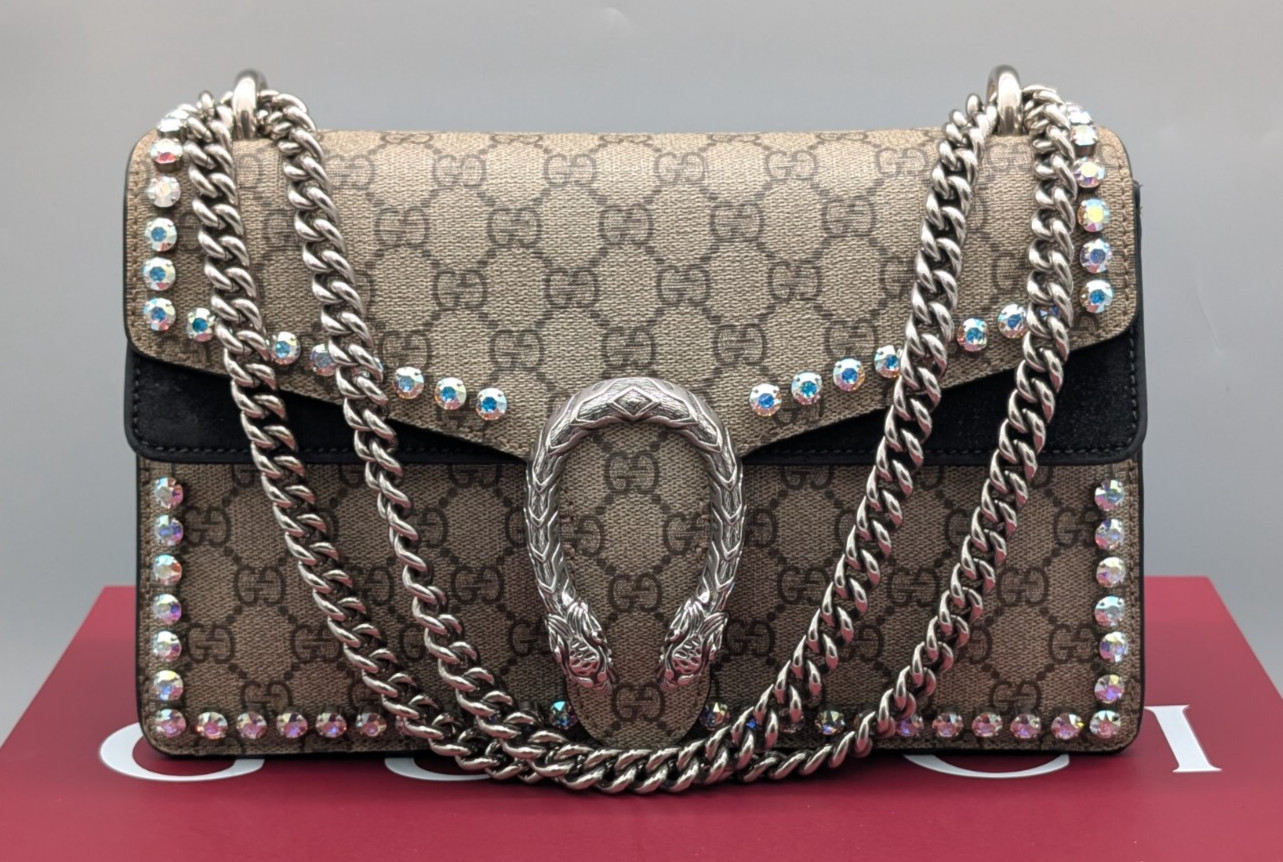 Gucci Dionysus GG Supreme Small Crystal Umhängetasche Schultertasche #784